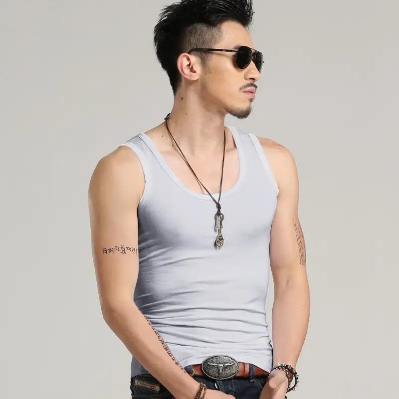 2025 Men's White Tight Fitting Vest for Summer Fitness Wear
