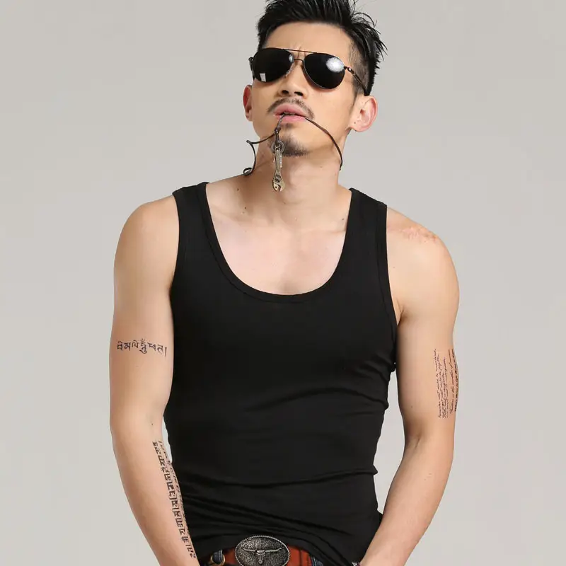 2025 Men's White Tight Fitting Vest for Summer Fitness Wear