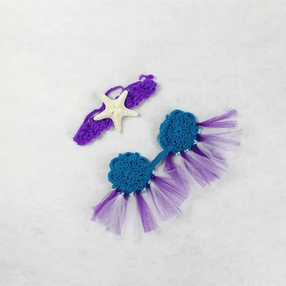 Children Mermaid Photo Studio Clothes Purple Blue Woven - Image 5