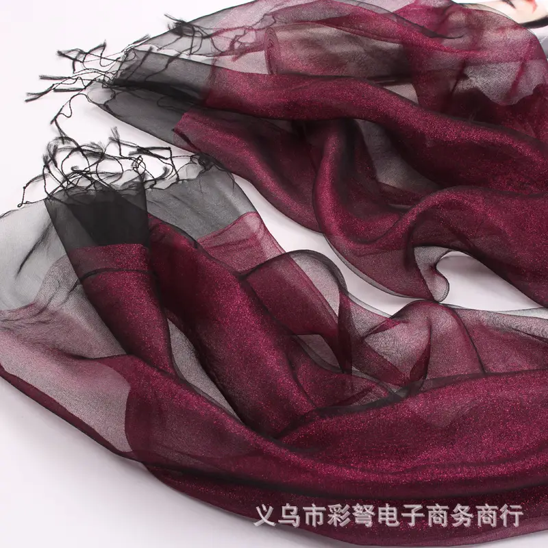 Spring Silk Tassel Scarf Double Layer Large - Image 21