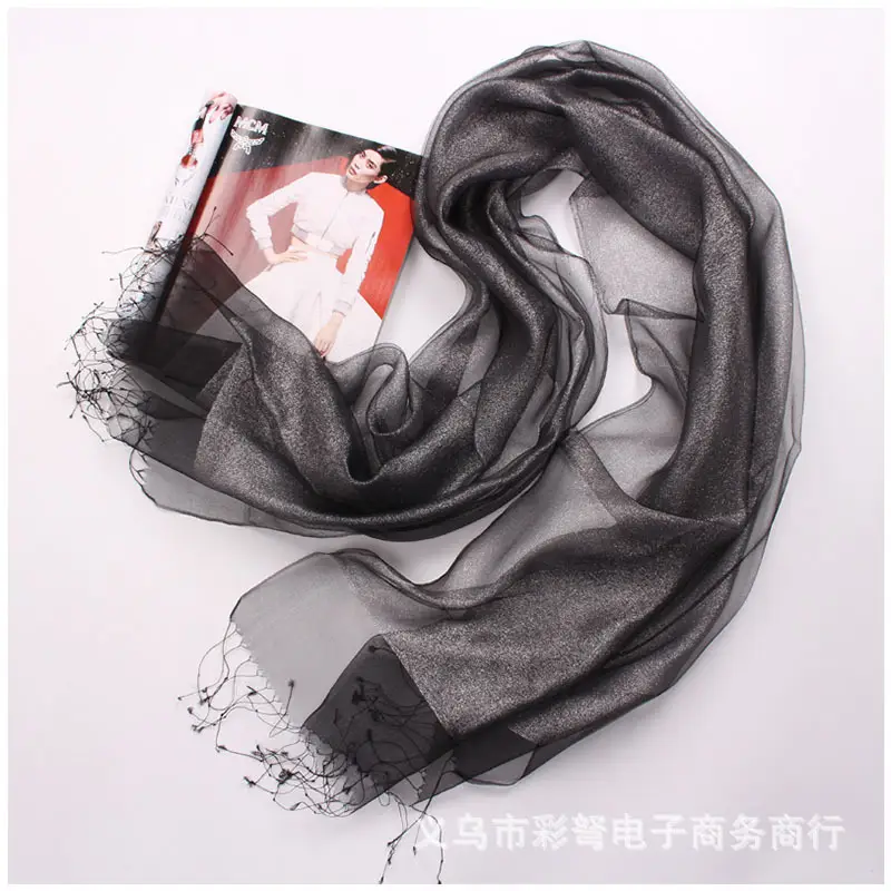 Spring Silk Tassel Scarf Double Layer Large - Image 23