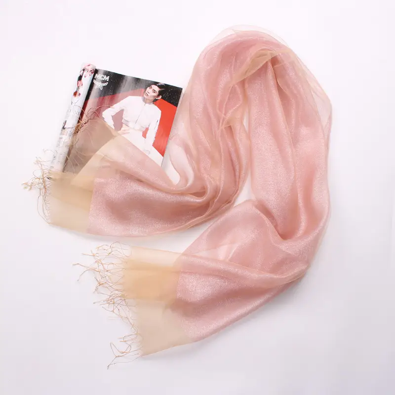 Spring Silk Tassel Scarf Double Layer Large - Image 11