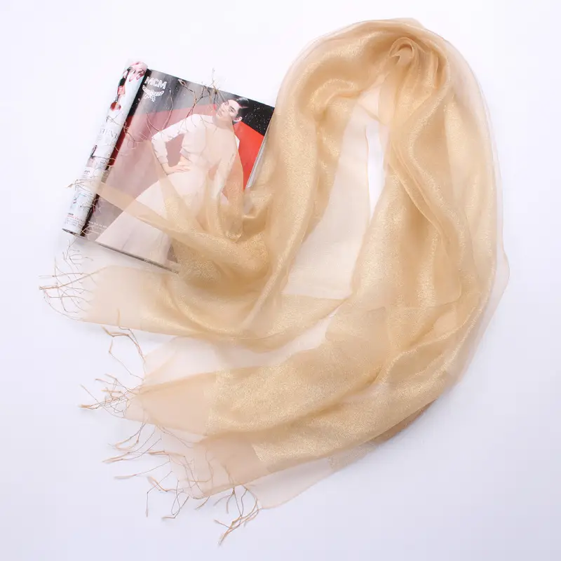 Spring Silk Tassel Scarf Double Layer Large - Image 12