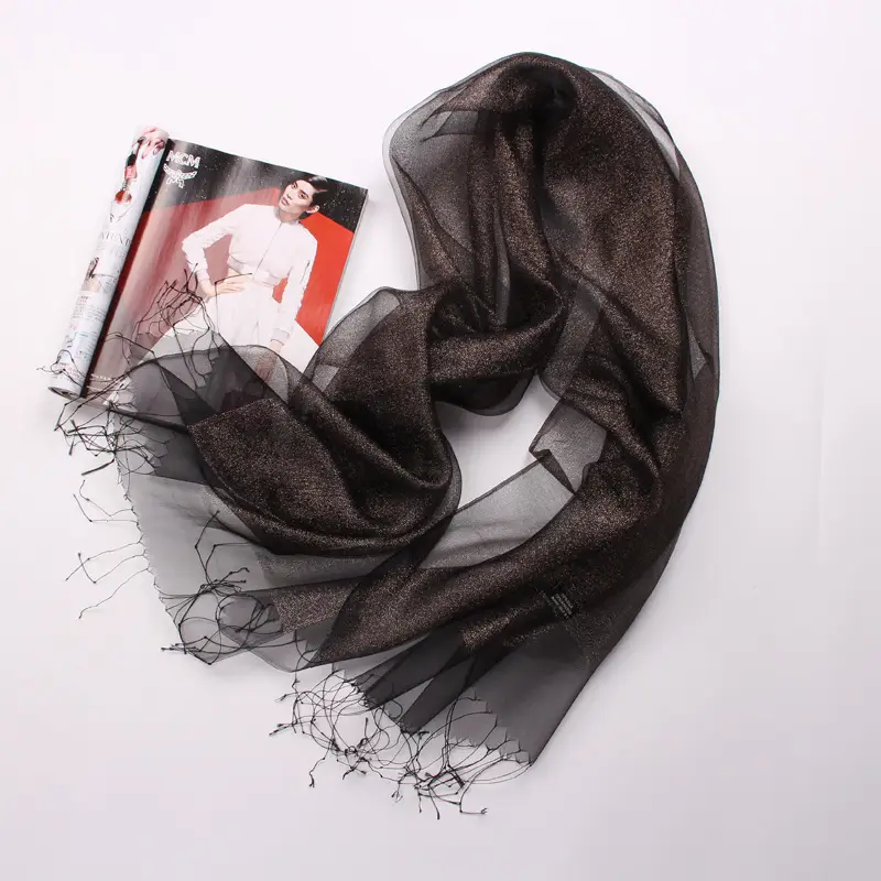 Spring Silk Tassel Scarf Double Layer Large - Image 13