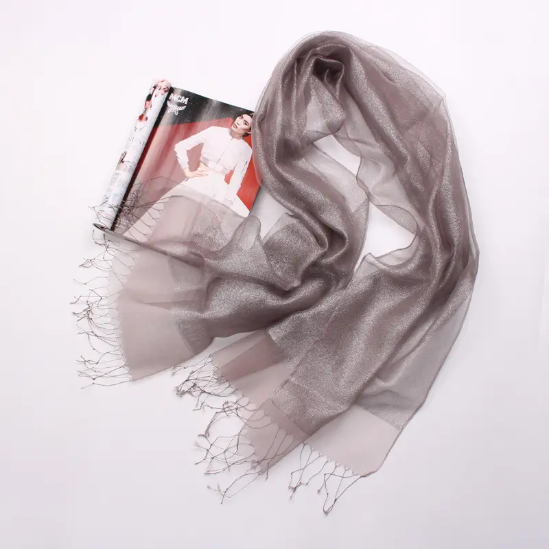 Spring Silk Tassel Scarf Double Layer Large - Image 14