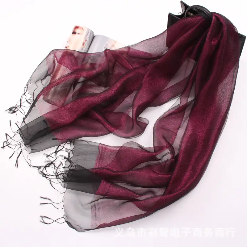 Spring Silk Tassel Scarf Double Layer Large - Image 2