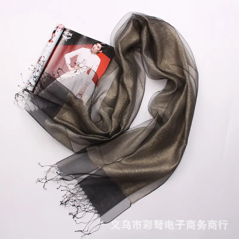 Spring Silk Tassel Scarf Double Layer Large - Image 3