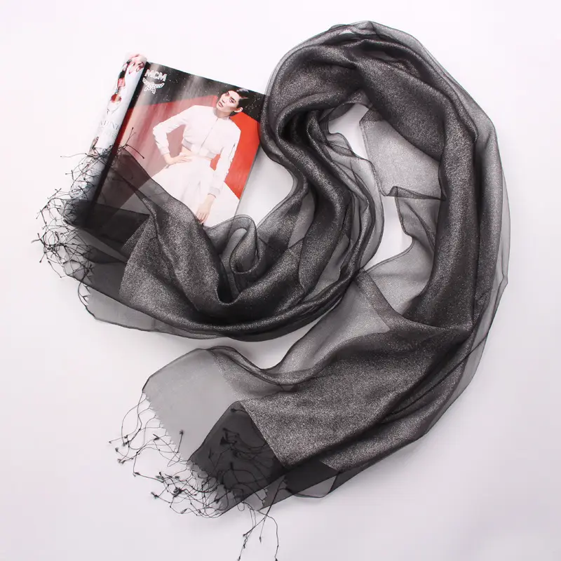 Spring Silk Tassel Scarf Double Layer Large - Image 5