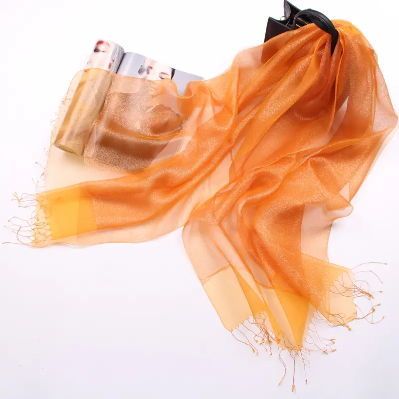 Spring Silk Tassel Scarf Double Layer Large - Image 7