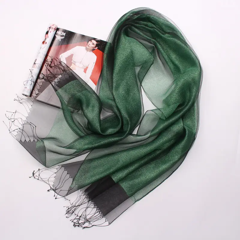 Spring Silk Tassel Scarf Double Layer Large - Image 9