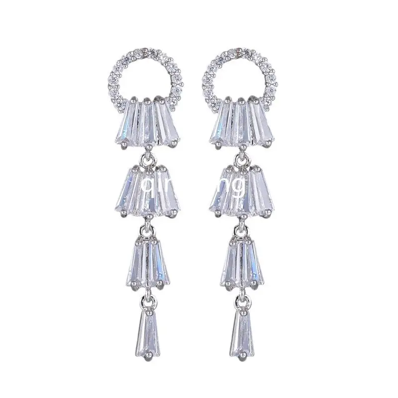 925 Sterling Silver AAA Zircon Tassel Earrings - Image 7
