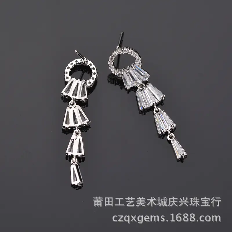 925 Sterling Silver AAA Zircon Tassel Earrings — feature 12