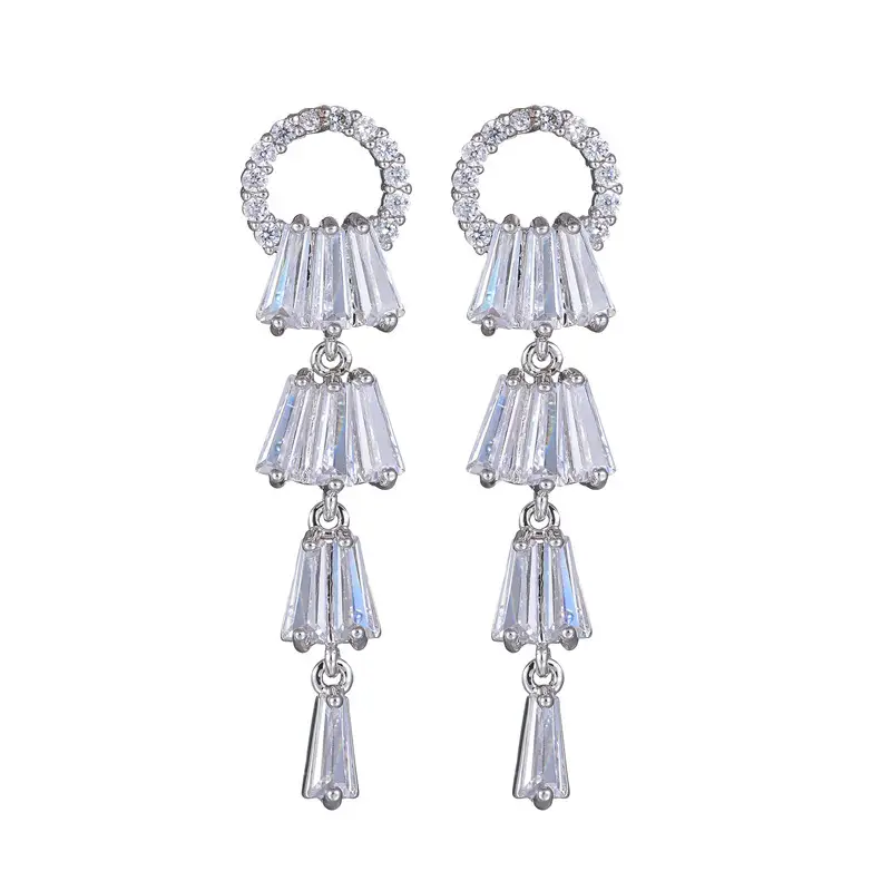 925 Sterling Silver AAA Zircon Tassel Earrings — feature 4