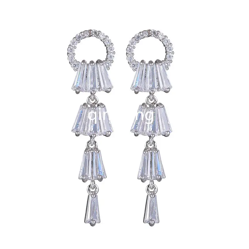 925 Sterling Silver AAA Zircon Tassel Earrings — feature 5
