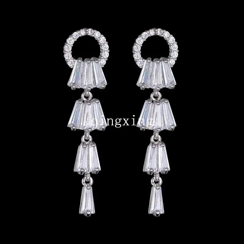 925 Sterling Silver AAA Zircon Tassel Earrings — feature 6