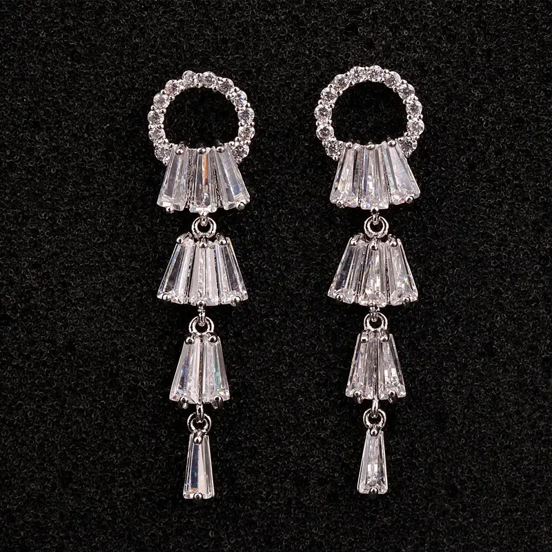 925 Sterling Silver AAA Zircon Tassel Earrings — feature 7