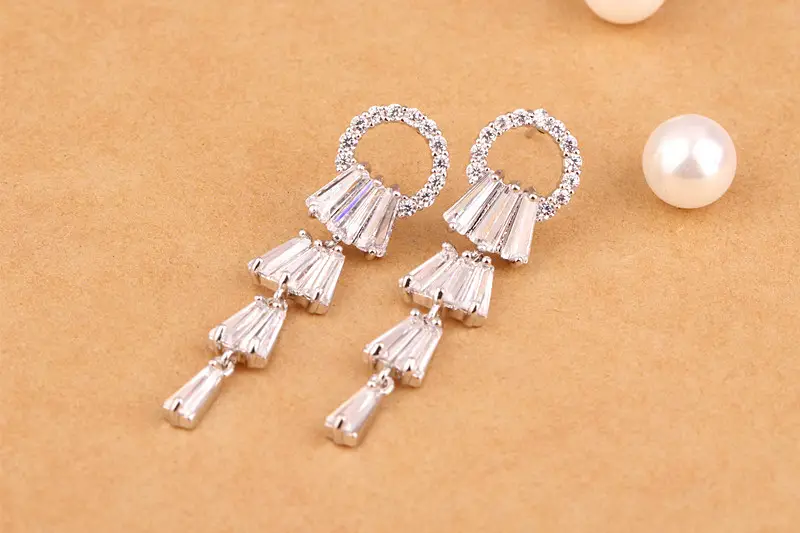 925 Sterling Silver AAA Zircon Tassel Earrings — feature 9