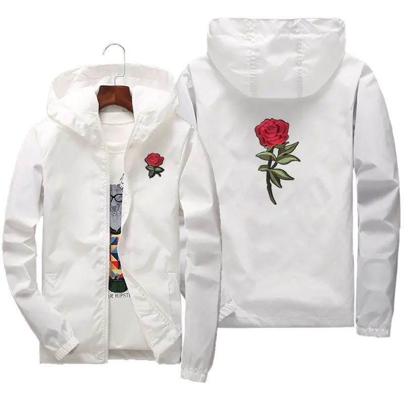 Men's Grey Hoodie with Red Rose Embroidery - Image 12
