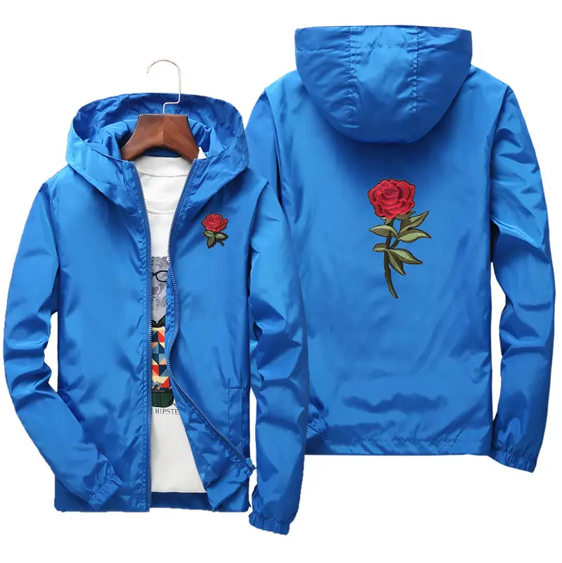 Men's Grey Hoodie with Red Rose Embroidery - Image 5