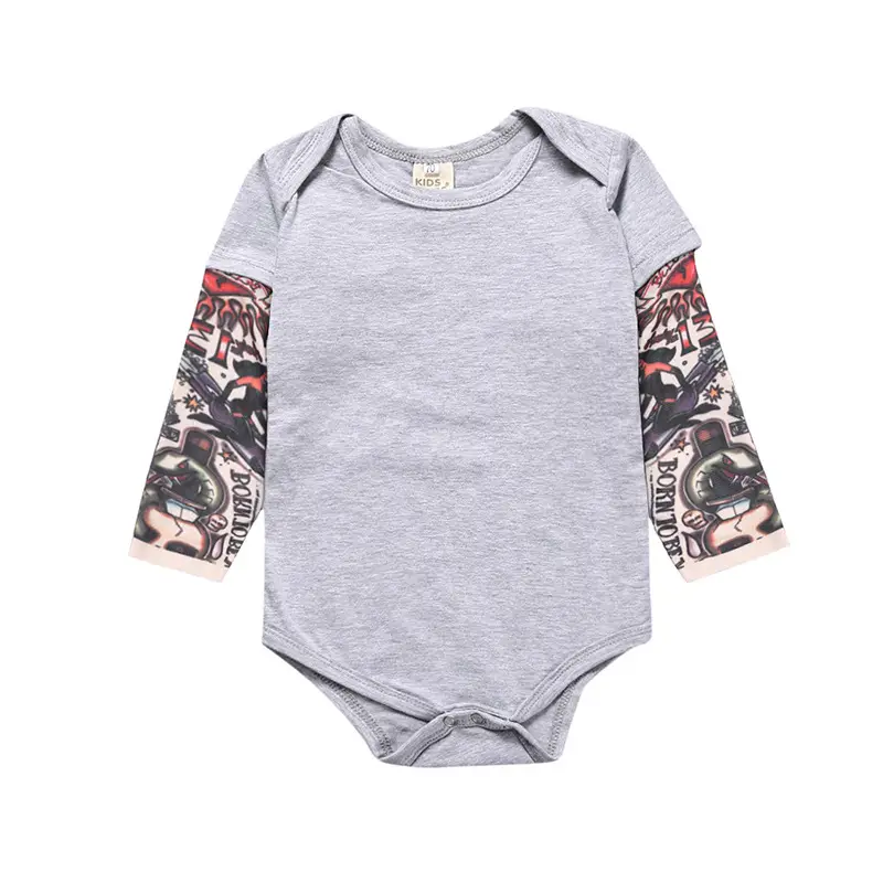 Black Cotton Triangle Romper with Tattoo Pads for Kids - Image 2