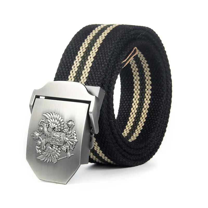 Men's Russian Thickened Belt Canvas 10" Silver Buckle - Image 8