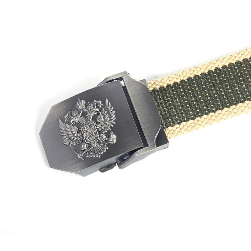 Men's Russian Thickened Belt Canvas 10" Silver Buckle - Image 9