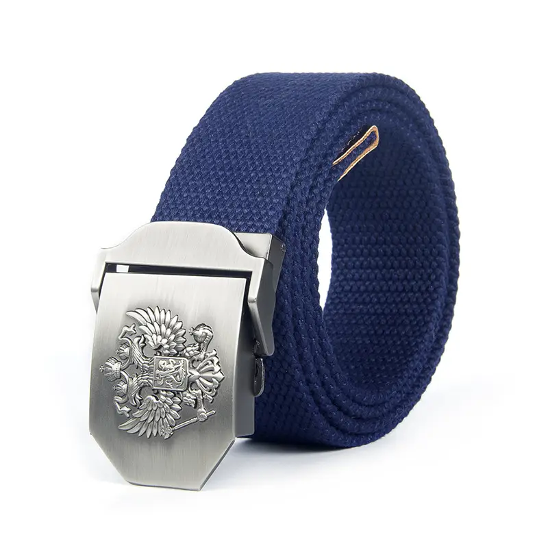 Men's Russian Thickened Belt Canvas 10" Silver Buckle - Image 6