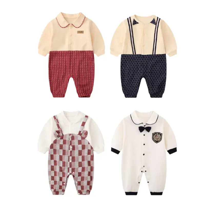 Baby Grey Cotton Jumpsuit with Bow & Patch - Image 20