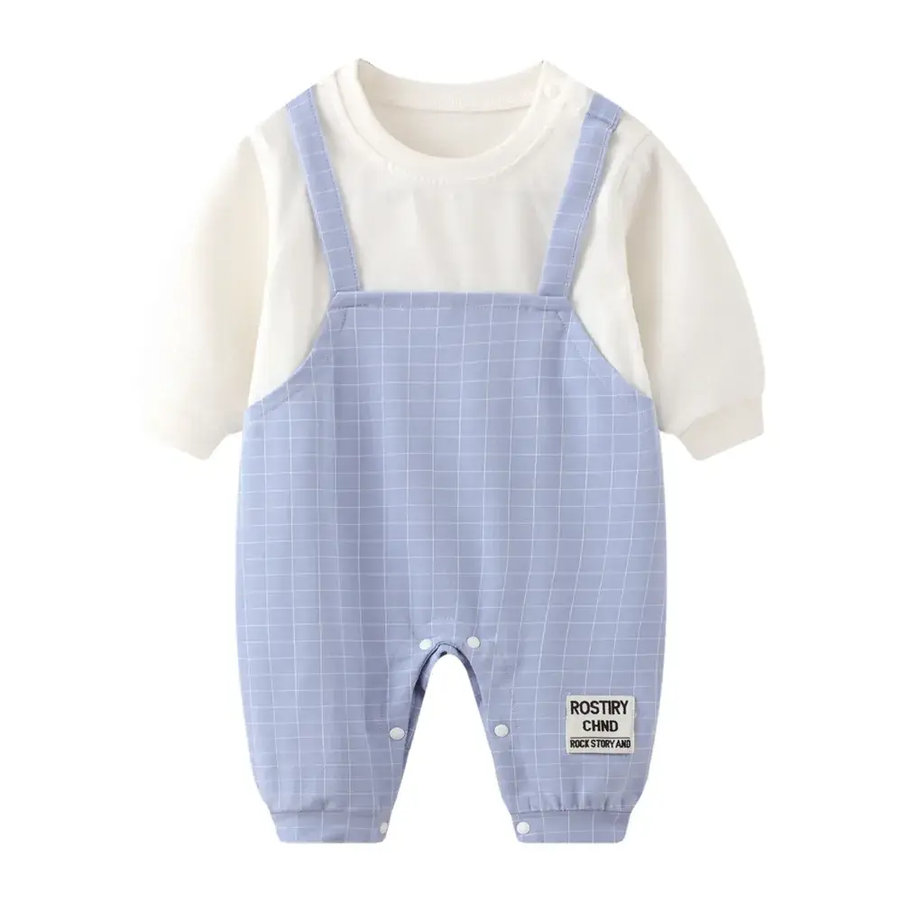Baby Grey Cotton Jumpsuit with Bow & Patch - Image 12