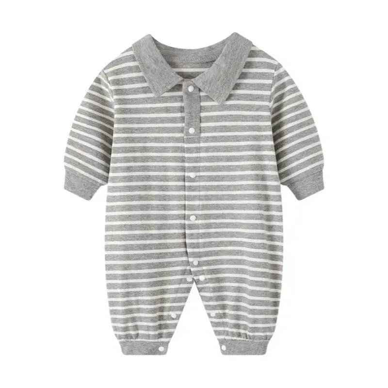 Baby Grey Cotton Jumpsuit with Bow & Patch - Image 13