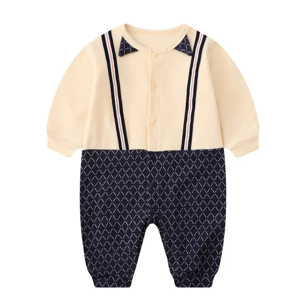 Baby Grey Cotton Jumpsuit with Bow & Patch - Image 8