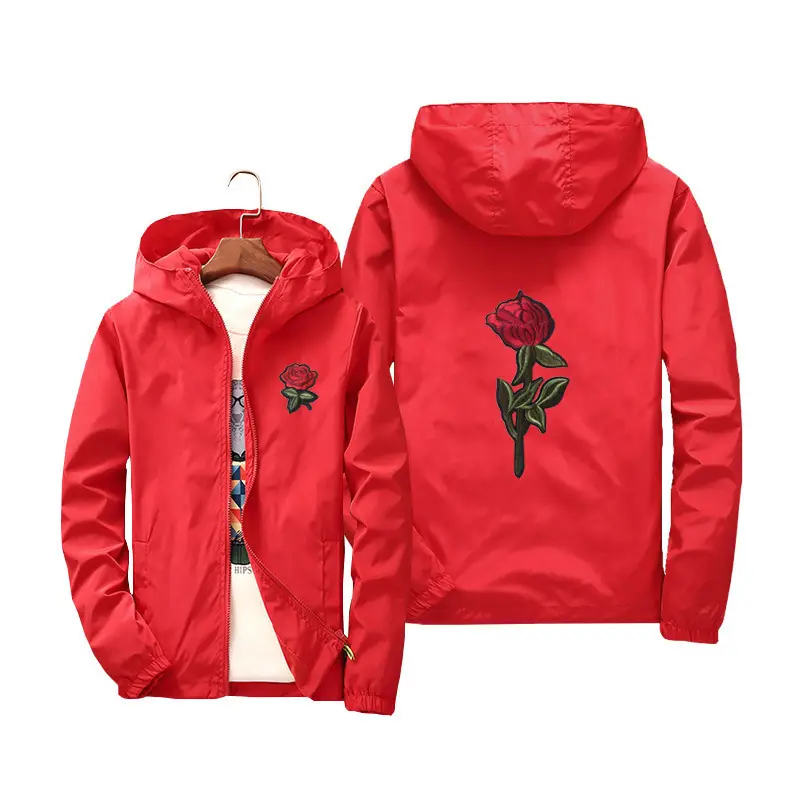 Black Red Rose Hoodie Jacket for Men Women Plus Size - Image 12