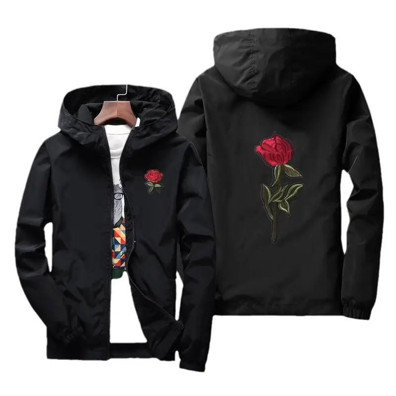 Black Red Rose Hoodie Jacket for Men Women Plus Size - Image 13
