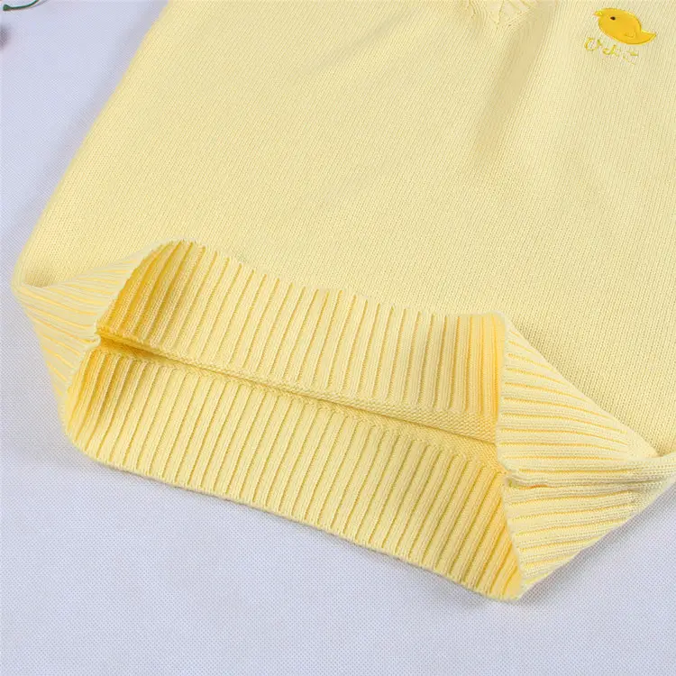 Yellow V-Neck Cotton Knitted Vest for Boys