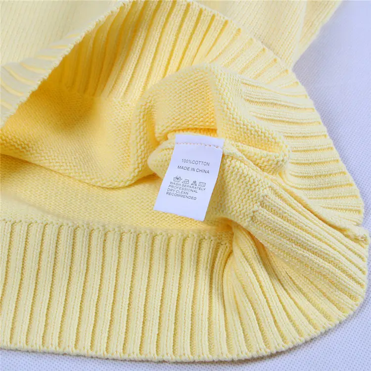 Yellow V-Neck Cotton Knitted Vest for Boys