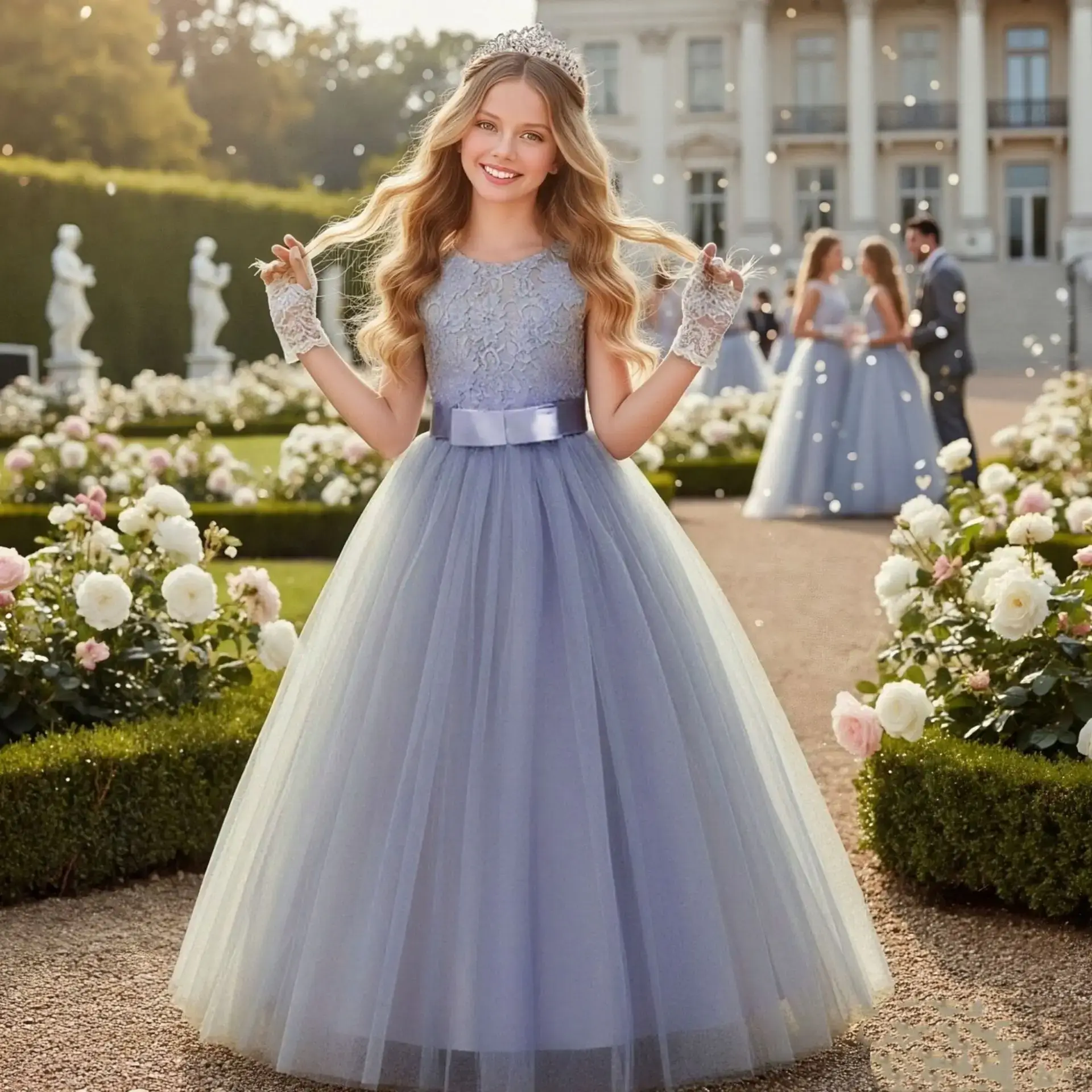 Elegant Korean Style Girls Dress Peach High Waist Skirt