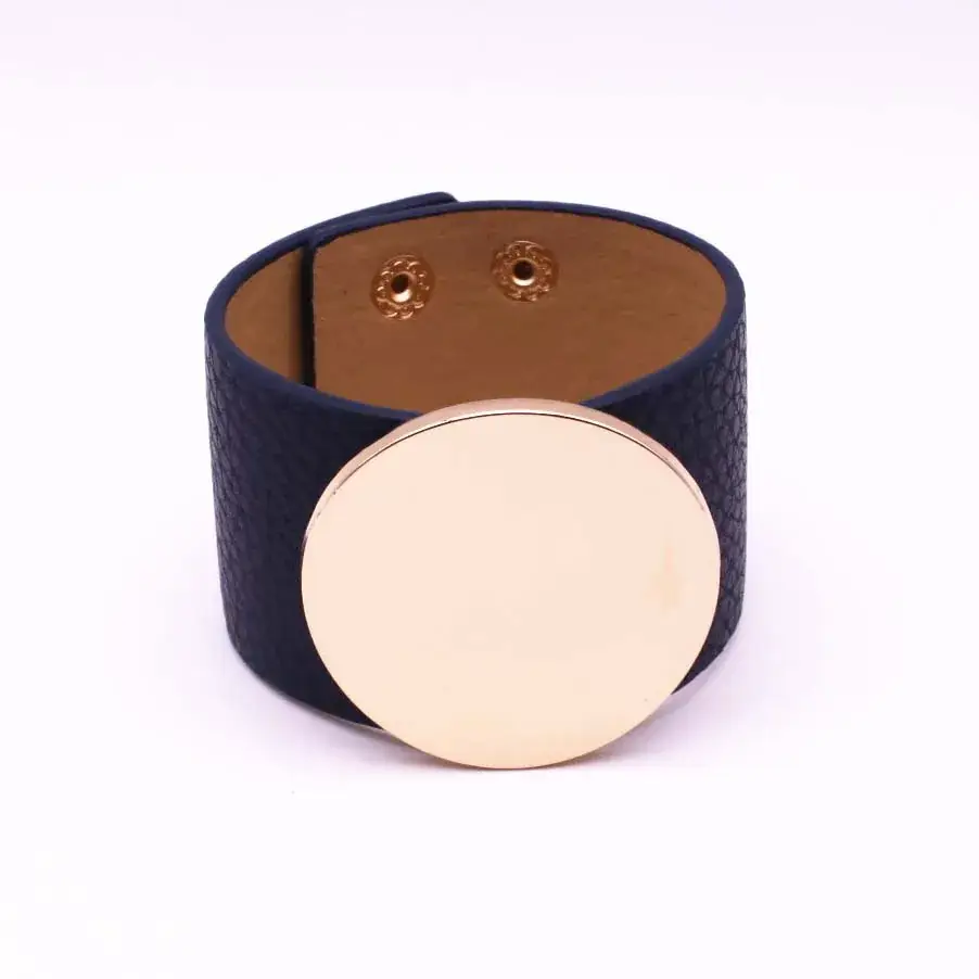 Korean Style Women's Pu Leather Bracelet Multi Color Round K Gold - Image 3