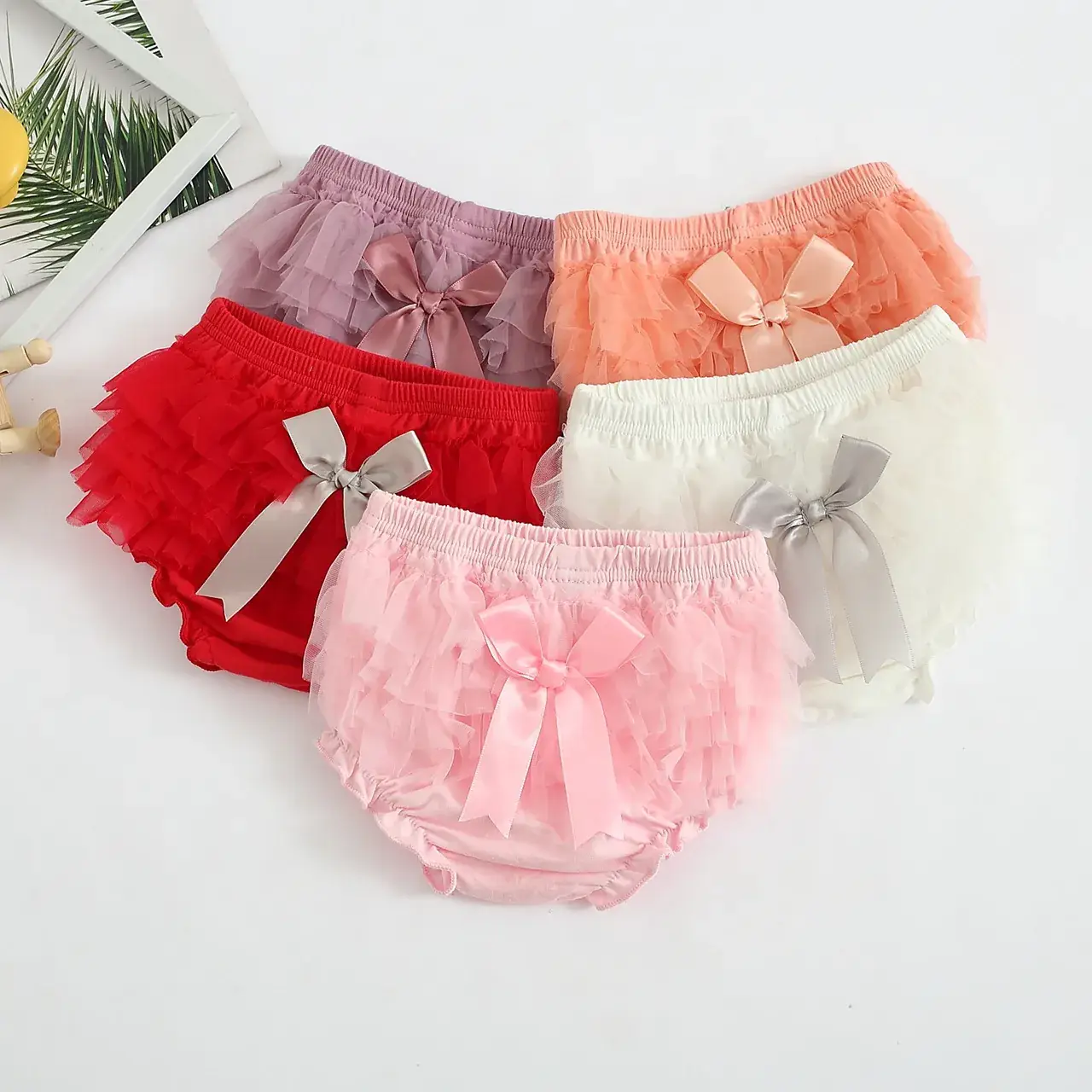 Pink Bow Mesh Baby Shorts for Kids - Image 7