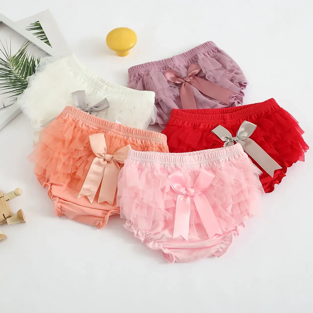 Pink Bow Mesh Baby Shorts for Kids - Image 8
