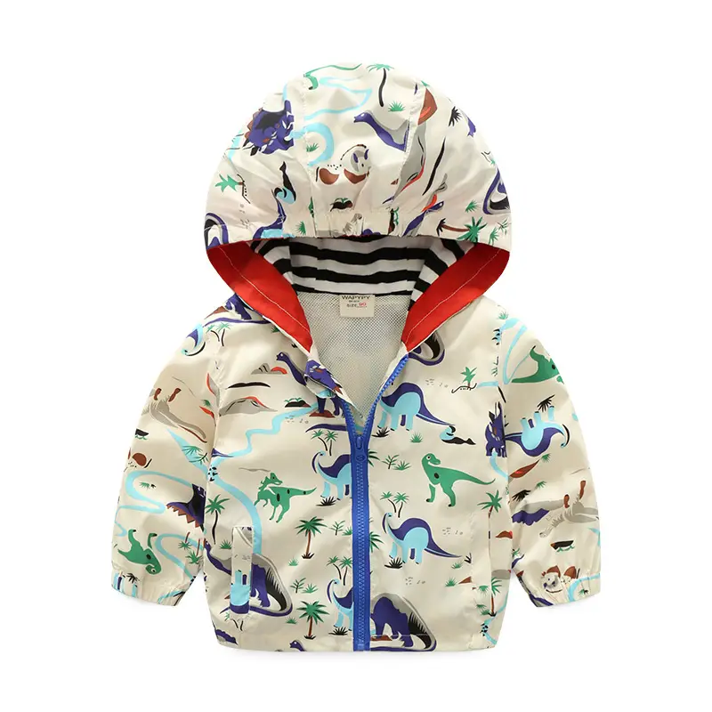 Children's Cartoon Hooded Jacket Blue Green Spring Top - Image 3