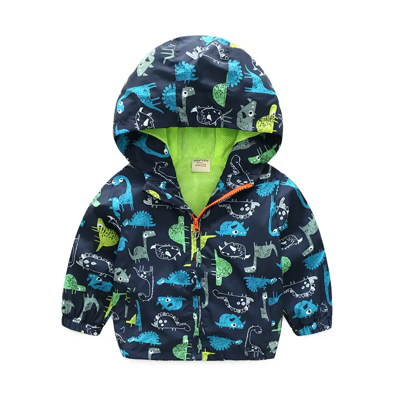 Children's Cartoon Hooded Jacket Blue Green Spring Top - Image 4
