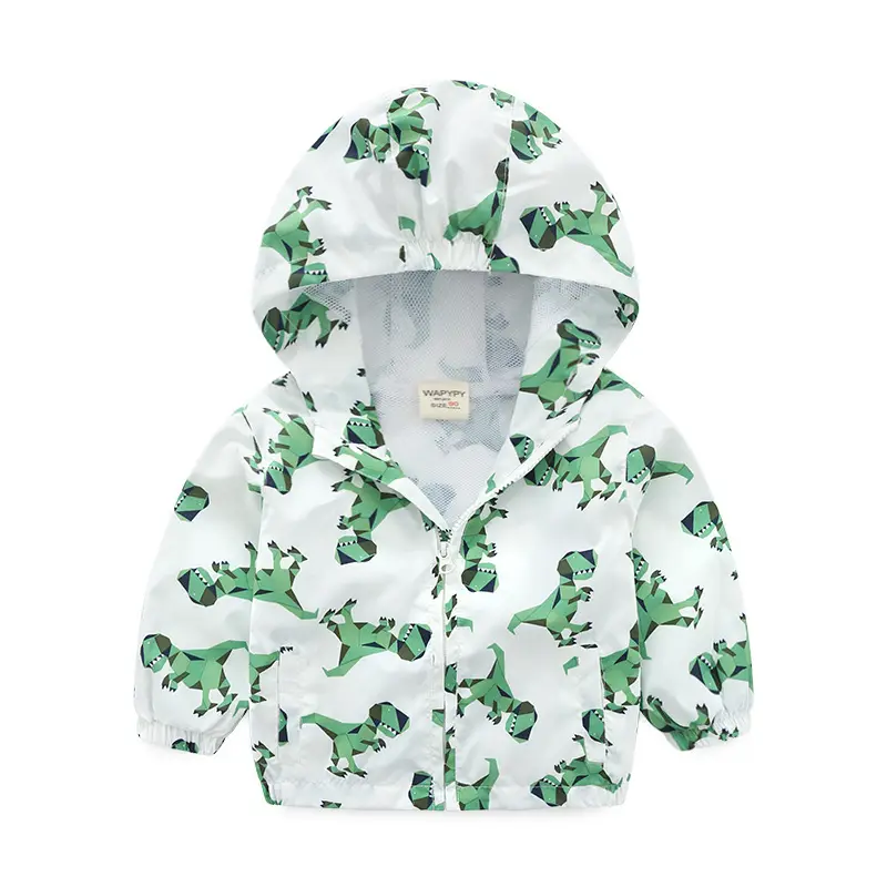 Children's Cartoon Hooded Jacket Blue Green Spring Top - Image 5