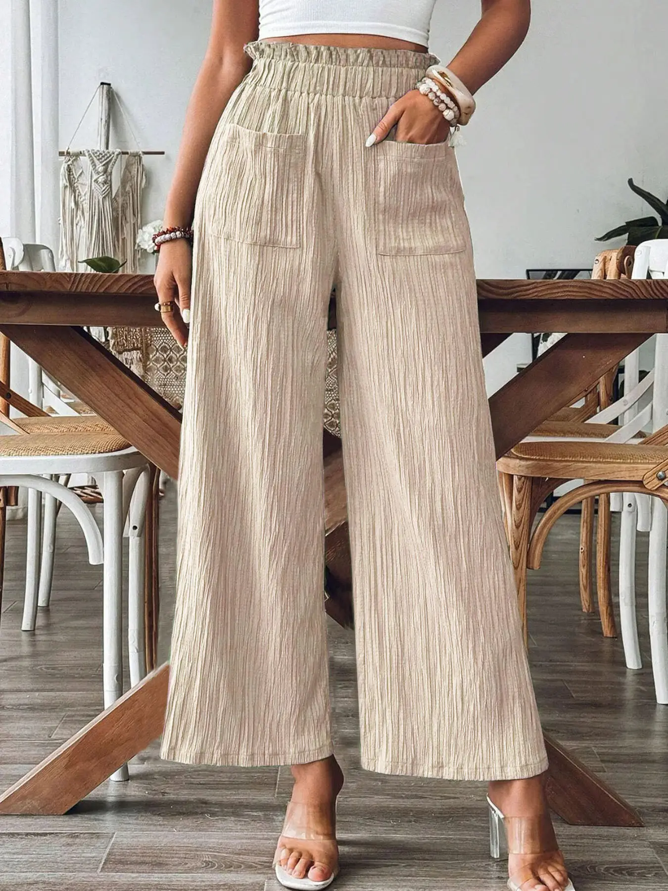Green Wide Leg Pants for Women Casual Summer - Image 3
