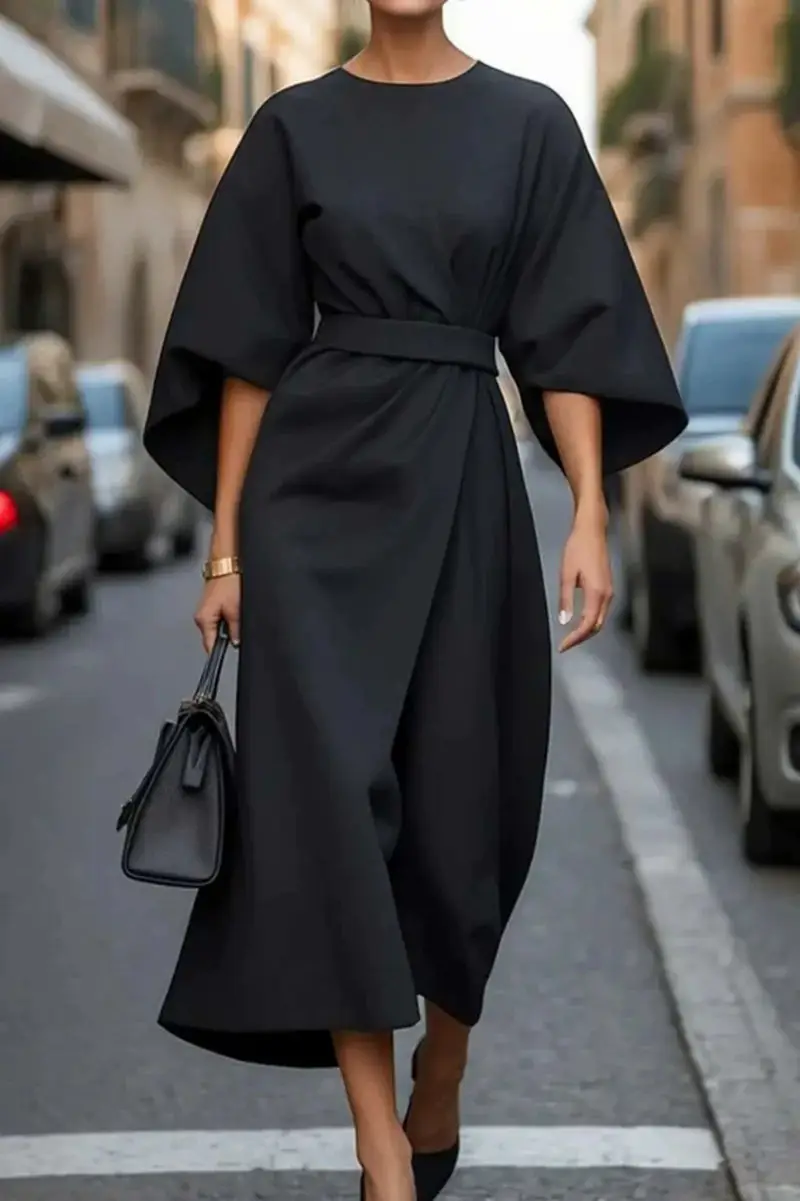 Purple Belted Women's Dress for Casual Wear - Image 5