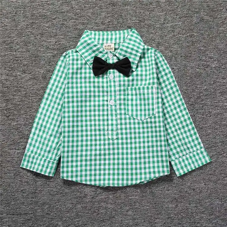 Boys Red Checkered Shirt + Navy Suspender Pants Set - Image 5