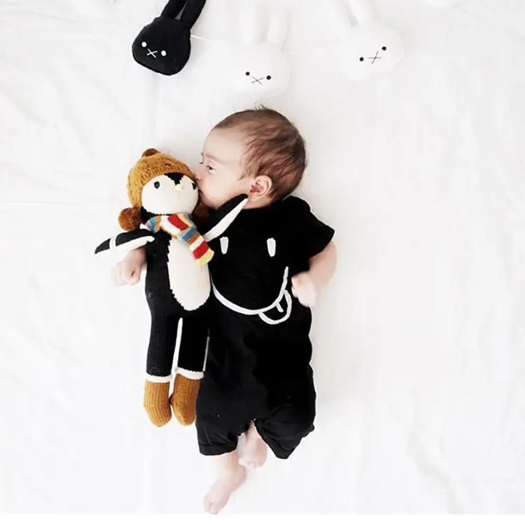 Baby Thermal Plush Suit Black White Climbable Shorts