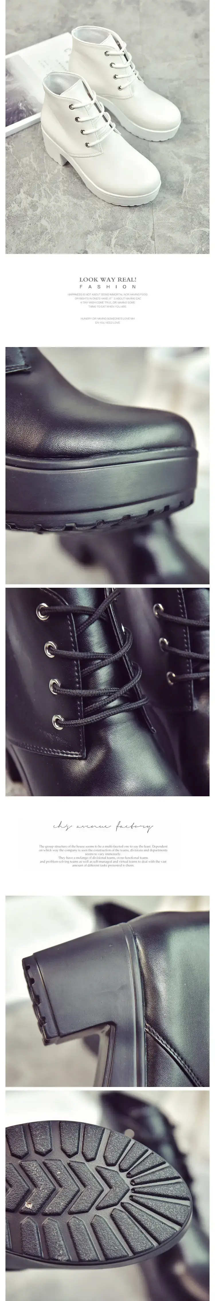 Women White Thick Heel Boots Spring Autumn — feature 2