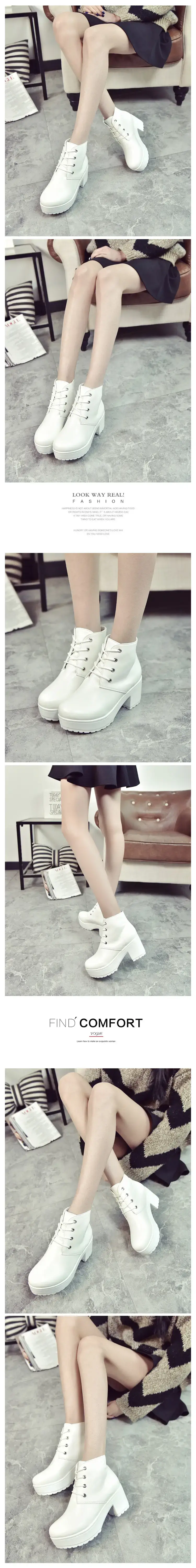Women White Thick Heel Boots Spring Autumn — feature 4