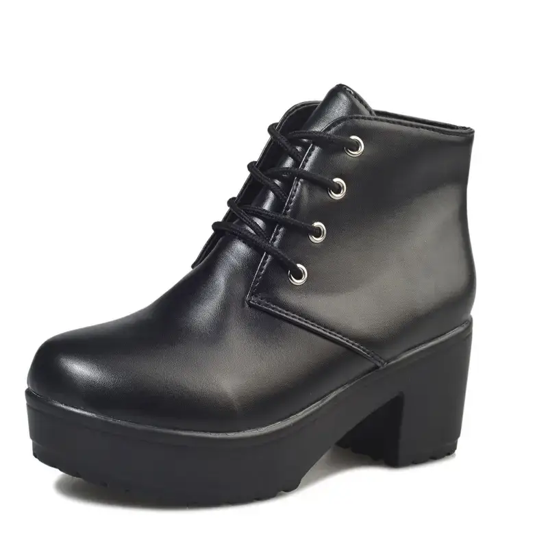 Women White Thick Heel Boots Spring Autumn