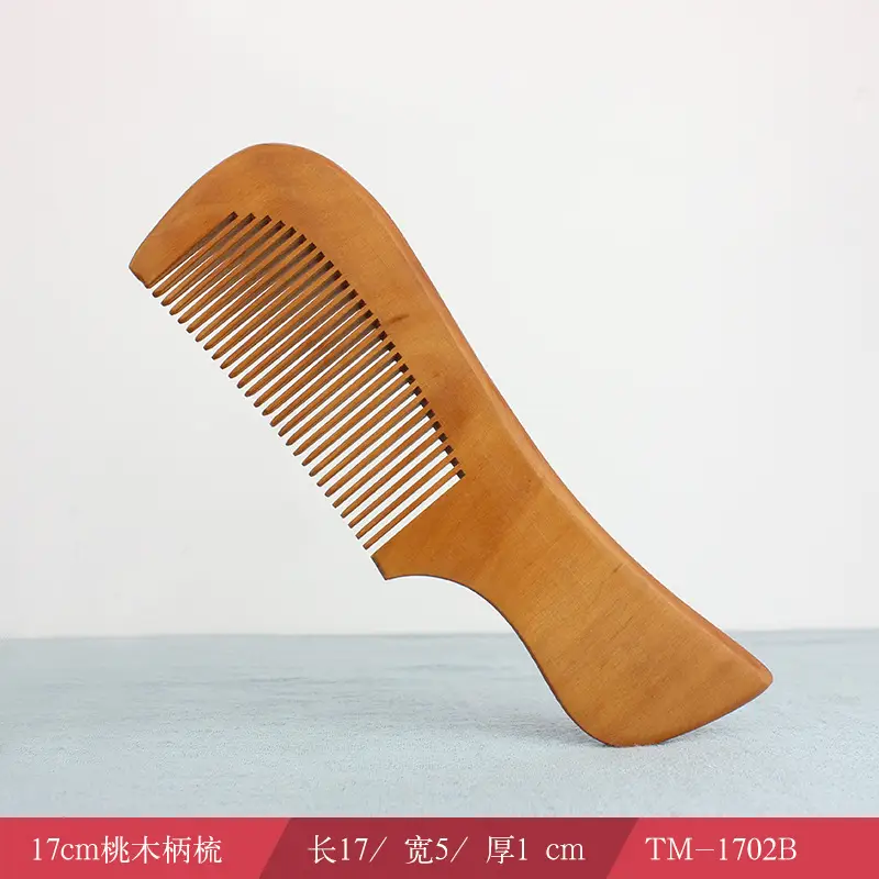 Peach Wood Hair Comb with Electrostatic Engraving - Image 2